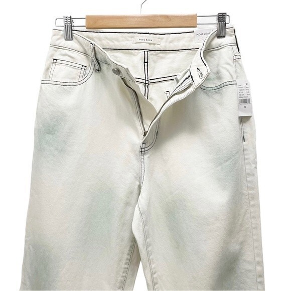 NWT PacSun Eco White & Green Mom Jeans Relaxed Fit Tapered Denim Size 29 | 8 NEW - Picture 8 of 13